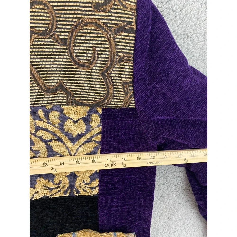 Market by Chico's Jacket M Purple Gold Brocade Velvet Patchwork Boho‎ Artsy